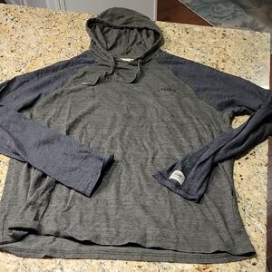 Mens XL Vans Two-Tone Hooded Long-Sleeve Shirt in Gray and Green